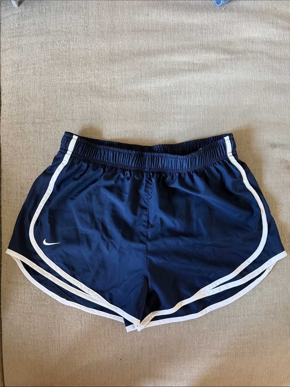 Nike Women's Navy Athletic Shorts with White Trim
